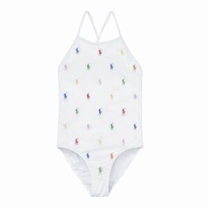 Polo Ralph Lauren Polo Pony One-Piece Swimsuit in Rainbow Big Kid Size 12 - NWT